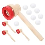 Gatuida 4 Stück Teiliges Holzspielzeug mit Schwebenden Bällen Atemübungen für Pädagogisches Blasrohr Spiel Lungenkapazität Gruppenspiel und Sprachtherapie Vielseitige Spielmodi