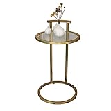 Kleiner runder Glastisch, moderner Metall-Couchtisch für Wohnzimmer, Nachttisch, Beistelltisch, kreatives Design, 38 x 38 x 70 cm, stilvolle Möbel für Schlafzimmer und Hotel