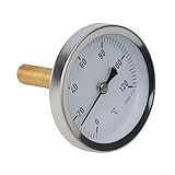 Opatiny Analoges Rohrthermometer 63 mm mit Kupfermantel und 1/2 Zoll NPT-Anschluss für Heizungskessel, 0 bis 120 °C, silberfarben