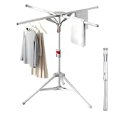 AISIR Standtrockner Wäscheständer Hoch Klappbar mit 4 Flügeln, Wäschespinne Wäschetrockner Ständer für Balkon,Drinnen, Draußen