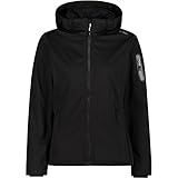 CMP - Leichte Softshelljacke für Damen mit abnehmbarer Kapuze, Schwarz, D38