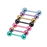 Beaupretty 7 Stück Teiliges Zungenpiercing mit Doppelköpfiger Dumbbell Form Gerader Stab Hautfreundlich Sicher für Damen und Tägliches Tragen Farbige Körperpiercing Schmuckstücke
