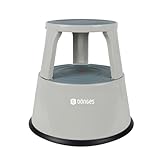 Dönges Rollhocker aus Metall | Bis 150 kg Tragkraft | TÜV & GS geprüfter Tritthocker für Büro, Gewerbe & Heim | Elefantenfuß, Hocker in grau