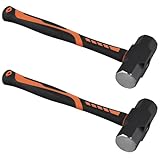 SINJEUN 2 Stück 1,98kg Vorschlaghammer, 4lb Schlosserhammer Klein mit Fiberglas Griff, Abbruchhammer Fäustel Hammer für Abriss und Durchschlagarbeiten