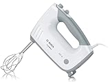 Bosch Handrührer ErgoMixx MFQ36400, 2 Rührbesen, 2 Edelstahl-Knethaken, spülmaschinengeeignet, 5 Stufen plus Turbostufe, 450 W, weiß