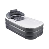 KiBcsLic Aufblasbare Badewanne Tragbare Faltbare Spa Badewanne mit Ergonomischer Rückenlehne PVC Material Becherhalter für Erwachsene Kinder Bad zu Hause Und I, Schwarz