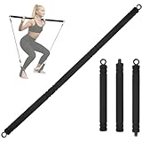 Topfinder Widerstandsbänder Stange, Tragbare Pilates Bar Trainingsstange Resistance Bands Bar für Fitnessbänder Krafttraining Yoga Fitnessgeräte für Zuhause (Schwarz)