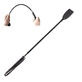 Harssiney Gerte Pferd,Gerte Pferd Kinder,45CM Leder Reiternte,Peitsche mit Anti-Rutsch-Griff Gel Griff(Schwarz)