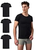 Burnell & Son Herren T-Shirt 3er Pack Rundhals Unterhemd Herren - Stretch - Kurzarm Shirt Männer aus Baumwolle Basic Slim Fit Schwarz XL