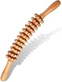 Faszienroll Holz Massageroller Mit Griff - Rücken Massagegerät, Faszienstab für Muskelentspannung, Körperformung, Gua Sha Massage - Gebogenes Hand-Körpermassagegerät (A)