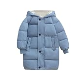 XINYUNZU Kinder Wintermantel Daunenmantel Warm Puffer Mantel mit Kapuze Einfarbig Daunenjacke Lang Winterjacke Outdoor Mäntel für Mädchen und Jungen 3-9 Jahre Alt Blau 4 Jahre