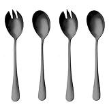 4 Pcs Salatbesteck, Salatbesteck Schwarz, Salatbesteck Edelstahl, Salatlöffel, Salat Besteck, Servierlöffel, Salatbesteck Set, Vorlegebesteck, Glänzend, Spülmaschinengeeignet
