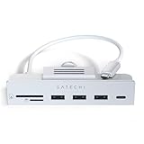 SATECHI USB-C Hub, iMac USB Adapter, USB-C, USB-A 3.0 Datenport, Micro/SD-Kartenleser, USB-C Klemmen-Hub für Apple Studio Display & 24-Zoll iMac, passt Nicht zu 2020 iMac & früheren Modellen (Silber)