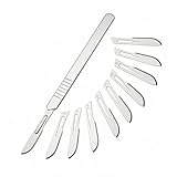 VAEIORP 10 pcs Sterile Einweg-Skalpell-Klingen mit 1 pcs Skalpell-Griff, geeignet für Schneiden, Pediküre, Handwerk, Modellierung, Schneidmaterialien und Leder (Nr. 23)