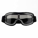 Goldyida Motorradbrille Helmbrille Retro Fliegerbrille Motorrad Motocross Goggle Winddicht Motorradbrille PU Leder Sonnenbrillen Vintage Motorräder Brille für ATV Bike Motocross (Graue Linsen)