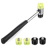 Gummihammer Klein, 25 mm Gummi Hammer, Doppelkopfhammer mit 4 Ersatz Hammerköpfen, Kunststoffhammer Set, Doppelkopf Gummihammer mit Gummigriff für Leder Holz Kunststoff Kunsthandwerk