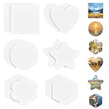 12 Stück Magnetic Canvas Boards Set, Canvas Boards Magnetische Leinwände zum Malen, Baumwolle Malkarton 6 Formen für Acrylfarben ölfarben Gouache Kühlschrank Locker (7.5 * 7.5cm)