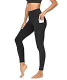 DDOBB Sport Leggings Damen High Waist Mit Taschen Bauchweg Sportleggins Gym Sporthose Leggins Blickdichte Lang Po Push Up Laufhose Yoga Hosen(Normal-Schwarz,M)