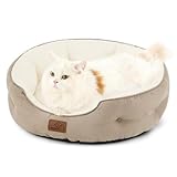 BEDSURE Katzenbett waschbar Katzen Bettchen - 51x48x15cm Katzenbett mit zweiseitig Innenkissen Katzenschlafplatz für Katzen oder kleine Hunde, Kamel