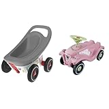 Big - Buggy - 3-in-1 Multifunktions-Anhänger & Flower - Kinderfahrzeug mit Blumenaufklebern für Jungen und Mädchen, belastbar bis zu 50 kg, Rutschfahrzeug für Kinder ab 1 Jahr, Pastell rosa, grün