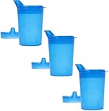 Horn Medical 3er Pack 250ml Erwachsenen Schnabelbecher-/Trinkhilfe-Sets mit je zwei Deckeln (große & kleine Öffnung) pro Set - Farbe wählbar (blau)