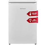 TELEFUNKEN Kühlschrank ohne Gefrierfach | Freistehend | 135 Liter Nutzinhalt | Kühlschrank klein mit Gemüsefach | LED-Beleuchtung | Türanschlag wechselbar | C-135-100-W weiß