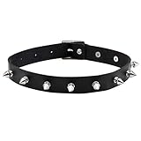 Eigso Punk Leder Nieten Halsband für Frauen Männer Retro Vintage Spikes Goth Halskette für Frau Mann