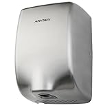 anydry 2803Y Mini-Händetrockner, Hochgeschwindigkeits-Luftstrom 1350W, Edelstahl-Gestrahlte Oberfläche, platzsparend für Gewerbe & Privathaushalte