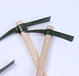 CHEUKYIU 2 Stück Kreuzhacke mit Holzstiel, 38 x 29 cm Spitzhacke Garten, Gartenwerkzeug aus Stahl, Schwarz