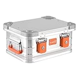 Alubox Alukiste abschließbar E18 - Premium Aluminium Lagerbox 18 Liter - Deckel mit Aluminium Druckguss Stapelecken und Gummidichtung - inklusive Schlösser