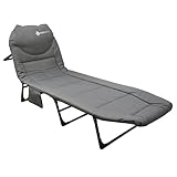 Eurocatch Faltbare Campingliege – Verstellbares Feldbett mit 5-Fach Rückenlehne, 4 stabilen Klappbeinen, Seitentasche, gepolstertem Kopfteil – Kompakt & Bequem – 195×65×27 cm