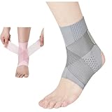 HSTWODE 2 Stück Knöchelbandage | Sprunggelenkbandage | Bandage Fußgelenk für Männer/Frauen |für Schmerzen, Verstauchungen & Sportverletzungen (Grau, L)