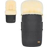 Fillikid Winterfußsack Lammfellfußsack für Kinderwagen Buggy Jogger Kinder Fußsack (Dunkelgrau Melange)