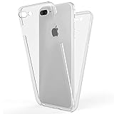 NALIA 360 Grad Handyhülle kompatibel mit Apple iPhone 8 Plus / 7 Plus, Full-Cover Silikon Bumper mit Displayschutz vorne Hardcase hinten, Hülle Doppel-Schutz Dünn Case Handy-Tasche, Farbe:Transparent