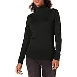 Amazon Essentials Damen Leichter, Langärmeliger Rollkragenpullover, Klassischer Schnitt (Erhältlich In Übergröße), Schwarz, XL