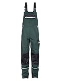 TMG® | Lange Arbeitslatzhose Herren, Grüne Latzhose mit Kniepolstertaschen aus Cordura, viel Stauraum, robust | 54