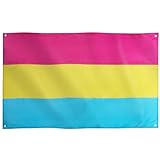 Runesol Pansexual Flagge, 91x152cm (3ft x 5ft), 4 Ösen, Omnisexualität Flagge, LGBT, Stolzparaden, LGBTQ+ Geschichtsmonat, Tag des Schweigens, Premium-Fahnen für drinnen und draußen, lebendige Farben