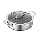 KUHN RIKON Allround Servierpfanne beschichtet mit Glasdeckel, 28 cm, Edelstahl, für alle Herdarten inkl. Induktion, Stainless Steel, Silber