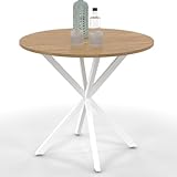 IDMarket - Esstisch, rund, Alix, 2-4 Personen, Spinnenfuß, Holz und Weiß, 80 cm