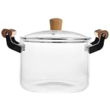 VICASKY Hitzebeständiger Transparenter Glas-kochtopf mit Doppeltem Griff für Direktes Kochen Herd und Offenem Feuer Gleichmäßige Wärmeverteilung Leicht zu Reinigen zum Schmoren und
