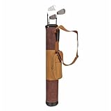 TOURBON Vintage Golftasche Canvas und Leder Golf Club Tragetasche mit Schultergurt für Männer Frauen