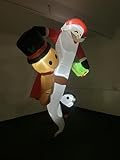 CAMULAND Aufblasbare Weihnachtsdekoration, Weihnachtsmann mit Pinguin und Geschenk, LED Beleuchtet, für Innen- und Außenbereich