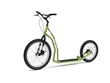 YEDOO Four Y40 Tretroller - bis 150 kg, mittelgroßer, Stabiler Kickscooter mit Scheibenbremsen und 20/16 Lufträdern - Dogscooter für Erwachsene, für Natur und urbanes Off-Road. Grün