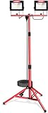 HYCHIKA LED Baustrahler Arbeitsstrahler mit Stativ 2x60W, LED Strahler 2x7000 Lumen,1.75M Einstellbar Teleskopisch, 360°Grad Drehung 3M Kabel