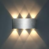 Lightess 18W LED Wandlampe Innen Wandleuchte Silber Leuchte Up Down Wand aus Aluminium Wandleuchten für für Schlafzimmer Flur Wohnzimmer Treppenhaus Warmweiß