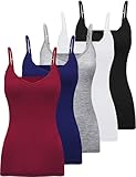 BQTQ 5 Stück Unterhemd Damen Camisole V Ausschnitt Camisoles Spaghettiträger Top mit Verstellbarer Strap für Damen，L (Klassische Farbe)