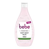 bebe Soft Body Milk 400 ml, schnell einziehende Bodylotion mit Jojobaöl und Panthenol für trockene Haut, duftet sanft, spendet 24 Stunden Feuchtigkeit