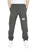 CAMLAKEE Wasserdicht Outdoorhose Kinder Trekkinghose Jungen Wanderhose Softshellhose Cargo Jogger Jungs Hose mit Elastische Taille Grau DE:134-140 (Herstellergröße 140)