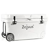 Zelsius Kühlbox 50 Liter mit Räder | Coolbox | Fahrbare Cooling Box ideal für Auto Camping Urlaub Angeln Freizeit Outdoor | Thermobox für Warm und Kalt (weiß)