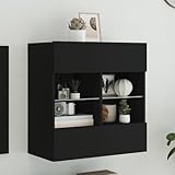 CFODOJ Entertainment Centers & TV Stand-home-TV Wandschrank mit LED-Leuchten Schwarz 58,5 x 30 x 60,5 cm